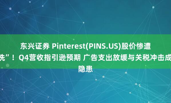 东兴证券 Pinterest(PINS.US)股价惨遭“血洗”！Q4营收指引逊预期 广告支出放缓与关税冲击成隐患