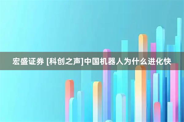 宏盛证券 [科创之声]中国机器人为什么进化快